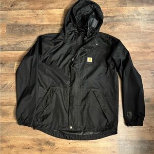 Carhartt Men's Black Storm Defender Raincoat with Hood